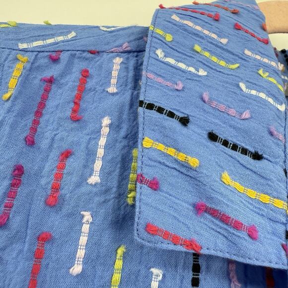 Habitat Clothes to Live In Small Tunic Blue Colorful Dashes 3/4 Sleeve Lagenlook - Picture 5 of 10